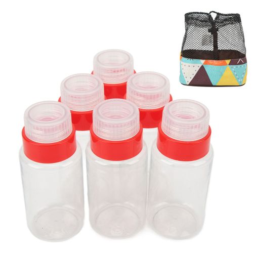 Lot de 6 pots a epices vides, contenants portables pour condiments, huiles et liquides, avec sac de rangement, pour camping en plein air
