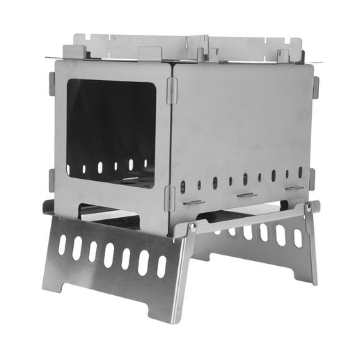 Rechaud de randonnee pliable et portable, en acier inoxydable, resistant au vent, pour la chasse, la randonnee et le camping