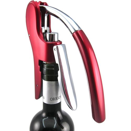 (Rouge) Ustensiles Tire-Bouchon Professionnel En Alliage De Zinc Octopus Premium À Levier Vertical Avec Coupe-Capsule Intégré Kit D'ouvre-Bouteilles Pour Serveur