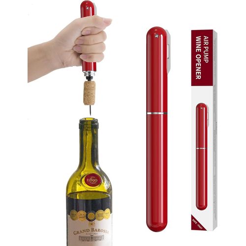 Tire-Bouchon À Pression D'air Rouge-2-En-1 Avec Coupe-Bouteille De Vin, Ouvre-Bouteille À Pompe À Air Facile À Ouvrir, Tire-Bouchon De Voyage Portable, Tire-Bouchon À Vin Portatif
