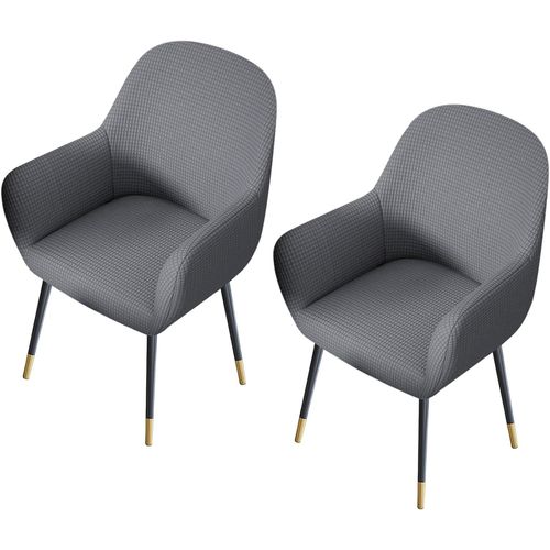 Housses De Protection De Chaise (Gris Clair) Avec Accoudoirs, Universelles Pour Salle À Manger, Cuisine, Gris Foncé, Lot De 2