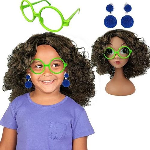 Fille Mirabelle Perruque Et Lunettes Fille Encanto Princesse Jeu De Rôle H
