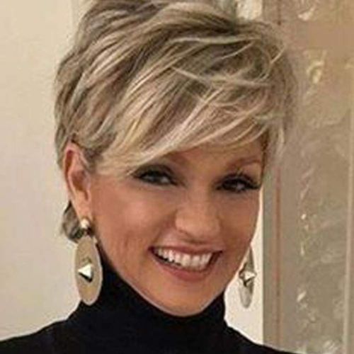 Perruque Blonde Courte Dégradée Pour Femmes Blanches Et Noires, Cheveux Synthétiques (Blonds Mélangés Bruns)