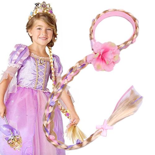 Perruques Tressées De Princesse À Cheveux Longs De 73 Cm Pour Filles, Accessoires De Déguisement (Serre-Tête Raiponce)