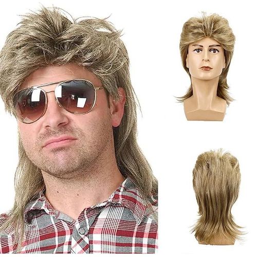 Perruque Ryan Blonde 1 Pièce, Coupe Mulet, Blond Brun, Années 80, Faux Cheveux, Cheveux Asiatiques, Proll, Rock Star, Vêtements De Sport, Soirée Méchante, Accessoires, Soirée À Thème, Rave 