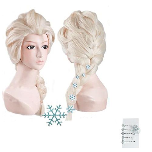 Perruque De Princesse Blonde Avec 6 Épingles À Cheveux Pour Filles, Perruque De Cosplay, Perruques De Fête, Tresses, Cheveux Synthétiques, Perruque Blonde Pour Costume, Halloween, Fête De Noël