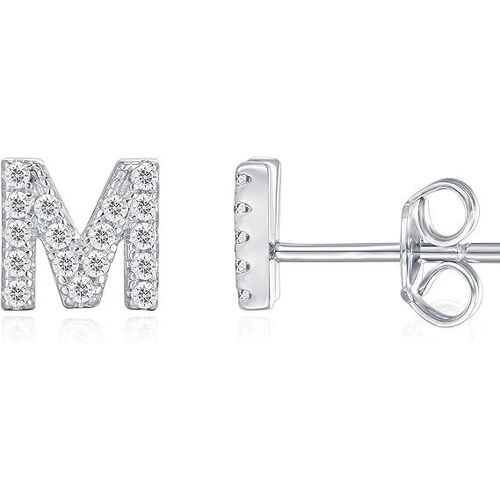 Boucles D'oreilles À Tige En Argent Sterling 925, Plaqué Or, Imitation Diamant Cz, Boucles D'oreilles Tendance Avec Initiales De Lettres De L'alphabet