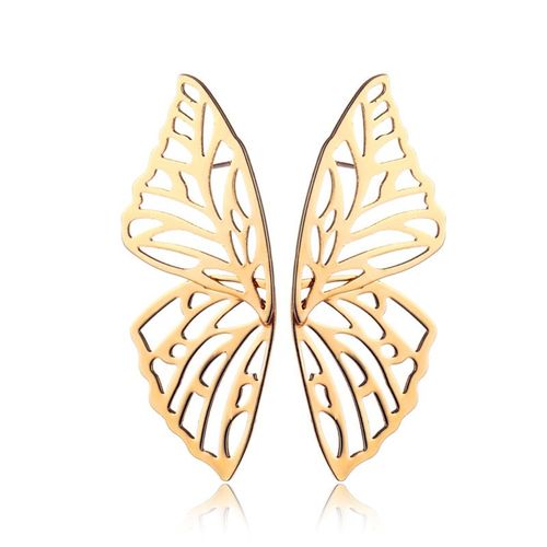 Boucles D'oreilles Pendantes En Forme De Grand Papillon Creux Et Tendance, En Or, Avec Ailes De Papillon Exagérées, Pour Femmes Et Filles