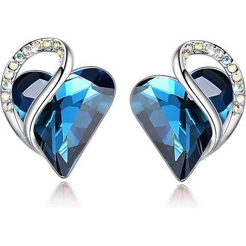 Boucles D'oreilles À Tige En Cristal Avec C?ur Infini Pour Femme, Argentées, Tendance, Idéales Pour Toutes Les Occasions.