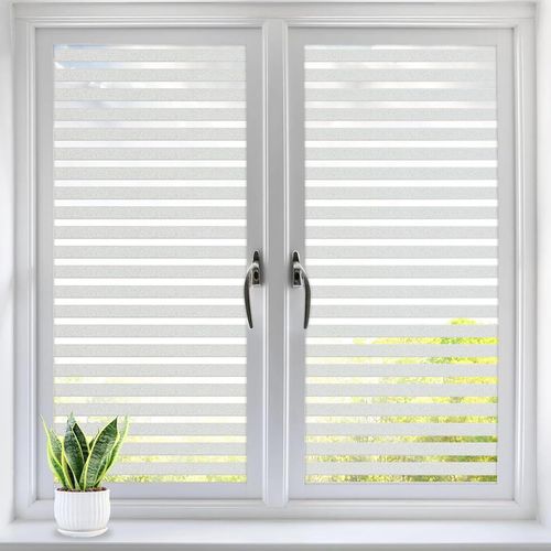 Film électrostatique pour fenêtre à rayures 45 x 100 cm, autocollant anti-regards, opaque, protection UV pour bureau, maison, salle de bain