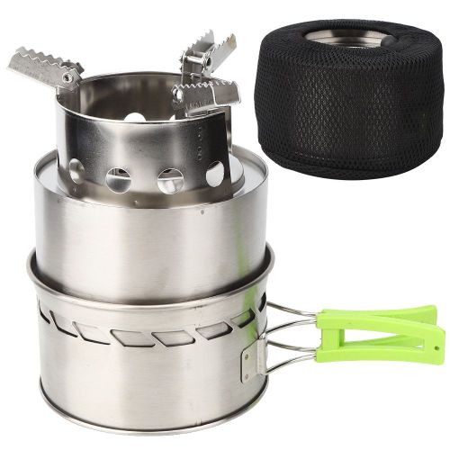 equipement de camping exterieur, poele a bois coupe-vent, cuisiniere a gaz en acier inoxydable, four mobile