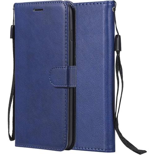 Etui Huawei P8 Lite/Ale-L21 Housse Pu Cuir Pochette Portefeuille Aimant Protecteur Flip Cover Doux Tpu Silicone Coque Pour Huawei P8 Lite/Ale-L21, Série Affaires Bleu