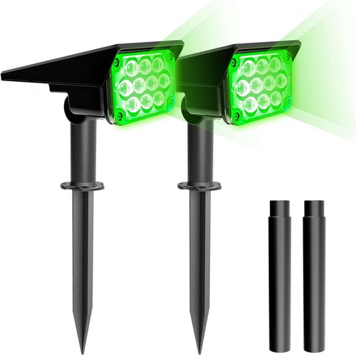 Ershi-2 Packs Spot Solaire Exterieur Vert Lumiere Solaire Jardin, Lampe Solair Étanche Avec 2 Modes, Sans Fil Éclairage Solaire Ex[6