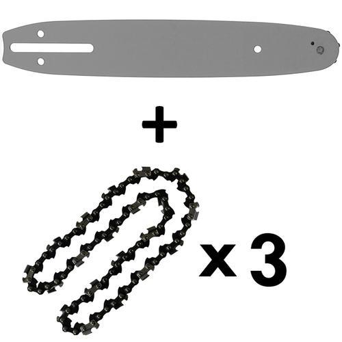 Guide 10 pouces (26 cm) avec lot de 3 chaînes 40 maillons pour tronçonneuse élagueuse 25 cm3