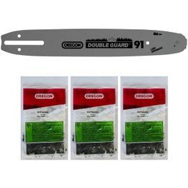 Guide 12 pouces avec lot de 3 chaînes 45 maillons OREGON pour tronçonneuse GT ELEC