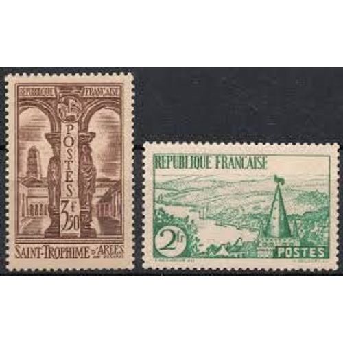 Sites Et Monuments : Rivière Bretonne Et Saint Prophime D'Arles La Paire Année 1935 N° 301 302 Yvert Et Tellier Luxe