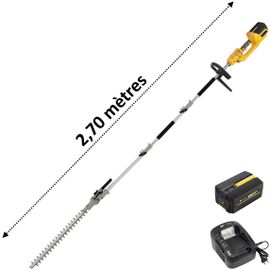 Taille-haies sur perche sans fil à batterie, 40 V, GT ELEC + batterie 2 Ah + chargeur