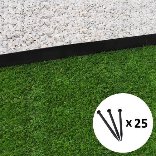 Bordure de jardin droite noire - 5,8 cm x 5 mètres avec 25 piquets d'ancrage