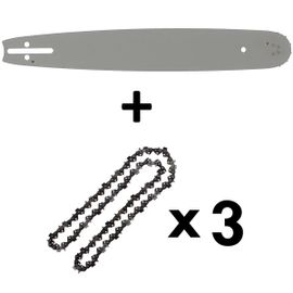 Guide 16 pouces (40 cm) avec lot de 3 chaînes 66 maillons pour tronçonneuse