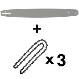 Guide 22 pouces (55 cm) avec lot de 3 chaînes 85 maillons pour tronçonneuse
