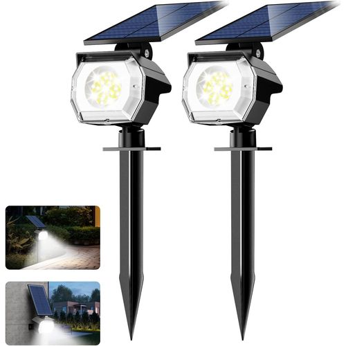 Ershi-Lot De 2 Spot Solaire Exterieur, 52 Led Lampe Solaire Jardin Lumiere Solaire 3 Modes Ip65 Etanche Projecteur Solaire Extérie[7