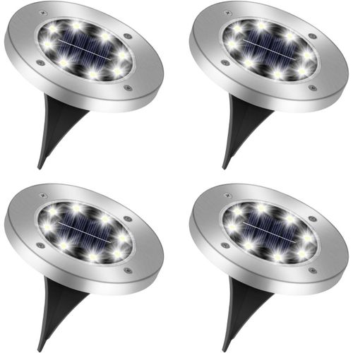 Ershi-4 Pièces Lumière Solaire Extérieur Jardin, 8 Led Lampe Solaire Au Sol Étanche Ip65, Lampe Solaire Spot Encastrable Pour Chem[2