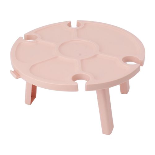 Table De Pique-Nique Portable Avec Support Pour Verres A Vin, Table Pliante D'exterieur Pratique En Plastique Pour Fetes En Plein Air, Rose