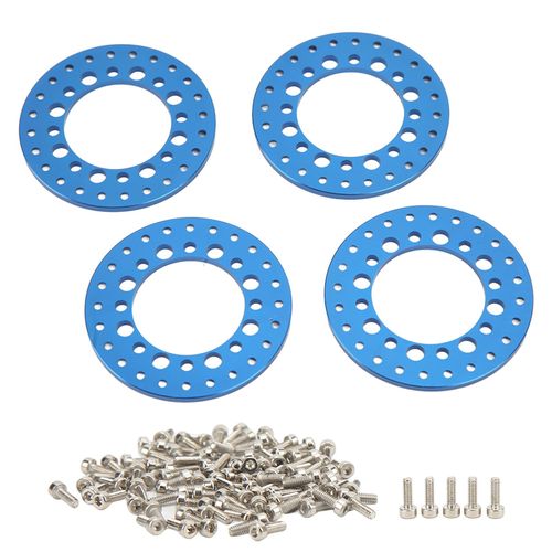 Lot De 4 Anneaux Exterieurs De Roue De 1,9 Pouces Pour Jantes Rc 1/10, Usinage Cnc, Alliage D'aluminium, Bleu-Loire-Lever