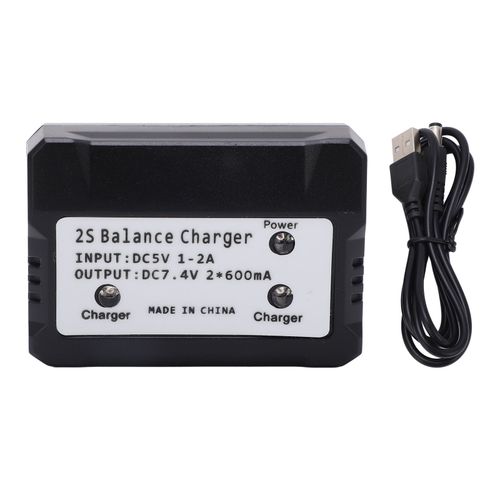 Chargeur d'equilibrage 2S 7,4 V LiPo pour voiture telecommandee Wltoys, bateau, avion, jouet, noir