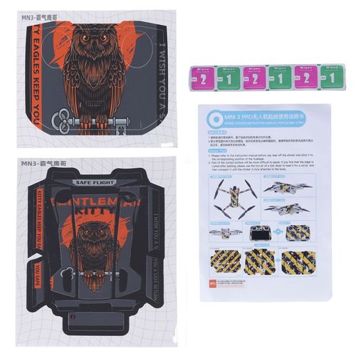 Autocollant Decoratif En Pvc Pour Drone, Anti-Rayures, Grand Teint, Pour Mini 3pro, Motif Hibou Cool-Loire-Lever