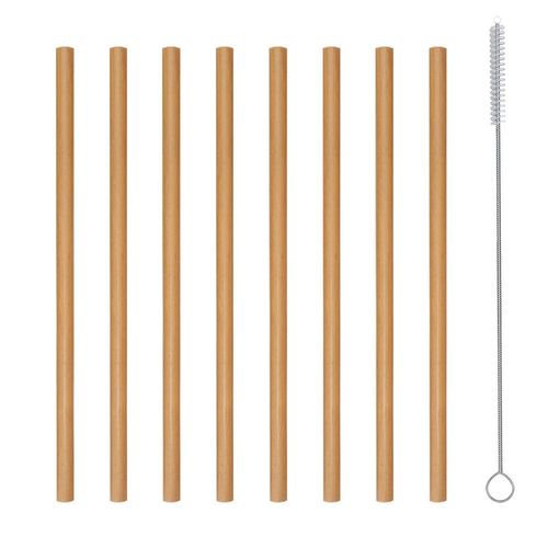 Set De 8 Pailles En Bambou Avec Goupillon