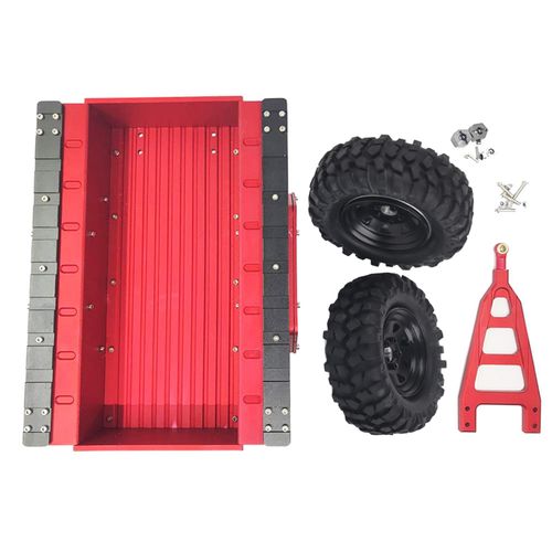 Accessoire De Remorque De Voiture En Metal Pour Vehicule Radiocommande Axial Scx10 1/10 Avec Deux Pneus En Caoutchouc (Rouge)-Loire-Lever
