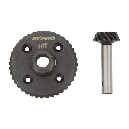 Jeu d'engrenages coniques RC 40 dents 14 dents, engrenages en acier de remplacement pour vehicule modele RC LOSI 4WD 1/10, noir