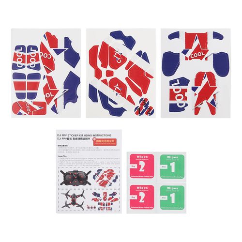 Film De Protection Autocollant Amovible En Pvc Pour Drone Dji Fpv, Rouge, Bleu Et Blanc-Loire-Lever