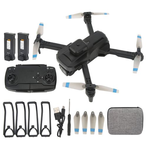 Drone Xt5 4k Hd Double Camera Aerienne, Quadricoptere Rc Anti-Obstacles Sur 4 Cotes Avec Position De Flux Optique, Noir, Trois Batteries