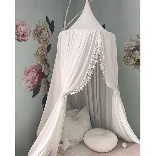 Baldaquin De Lit À Bordure En Dentelle Blanche, Moustiquaire En Dentelle, Anti-Insectes, Tente De Jeu Princesse Pour Enfants, Décoration Pour Chambre D'enfant, Mariage
