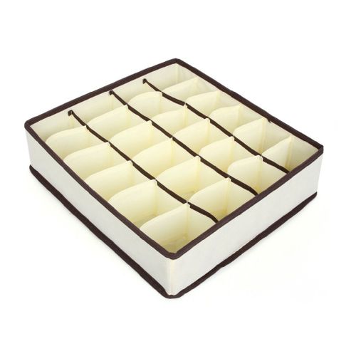 Lot de 2 boîtes de rangement pour sous-vêtements et autres petits accessoires, 24 compartiments pliables pour ranger chaussettes et foulards
