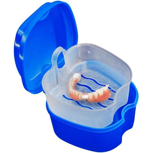 Boîte de rangement pour prothèses dentaires bleu foncé