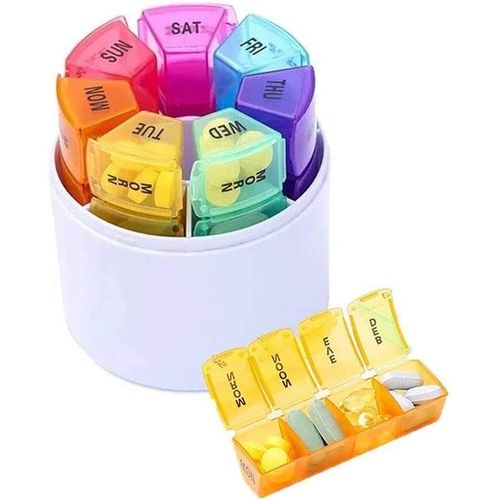Pilulier Pilulier 7 Jours Matin Midi Soir, 4 Compartiments, Boîte À Médicaments Pratique Et Étanche, Distribution De Médicaments Hebdomadaire, Grande Boîte À Pilules