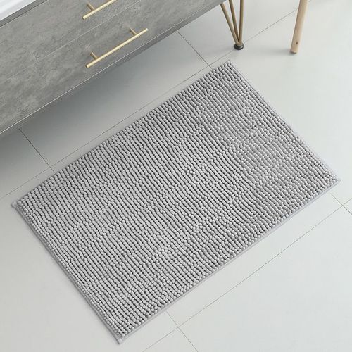 Tapis De Bain Antidérapant Et Absorbant 40 X 60 Cm (Gris) Pour Douche, Baignoire, Toilettes, Cuisine, Microfibre Chenille, Lavable En Machine