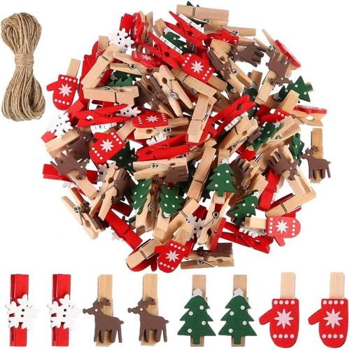 Lot De 100 Mini Pinces À Linge En Bois, Petits Trombones Photo Noirs