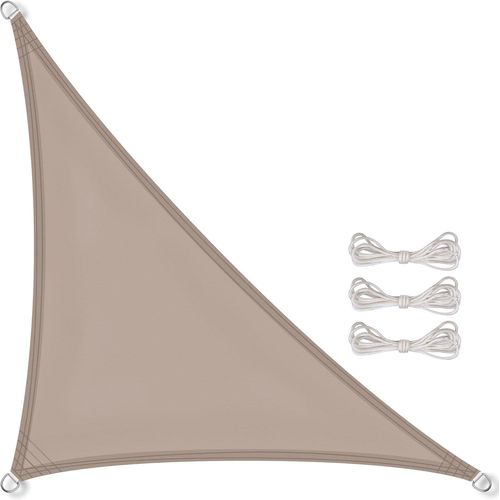 Voile D'ombrage Triangulaire 3x3x3 Mètres Taupe En Pes Pour Jardin