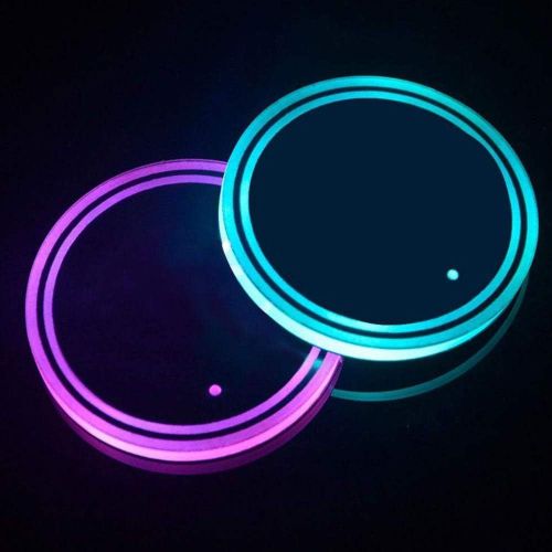 Lot De 2 Dessous De Verre Led Pour Voiture Avec Lumière Luminescente 7 Couleurs, Chargeur Usb Pour Dessous De Verre, Accessoires De Décoration Intérieure, Lumière D'ambiance
