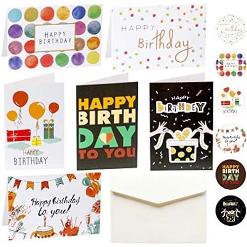 Cartes d'anniversaire - Lot de 12 en vrac comprenant 6 modèles, avec enveloppes et étiquettes incluses (Carte d'anniversaire) (Carte d'anniversaire)