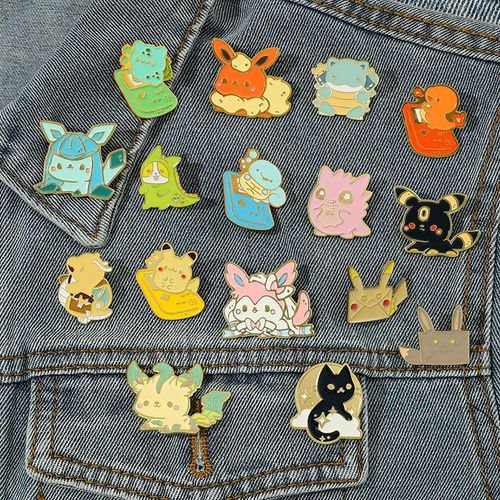 Lot De 16 Broches Pokémon Demon Slayer Linkage, Badges De Sac En Métal Pikachu Kamado Tanjiro