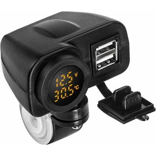 Chargeur Double Usb 12 V Pour Moto, Prise De Charge 5 V 2,1 A, 2 Ports, Étanche, Voltmètre, Pour Téléphones Portables De Moto, Jaune