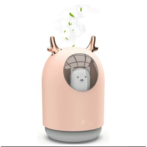Humidificateur d'air ultrasonique silencieux pour chambre de bébé, 7 couleurs de lumière, arrêt automatique après 12 heures, 300 ml, USB, rose