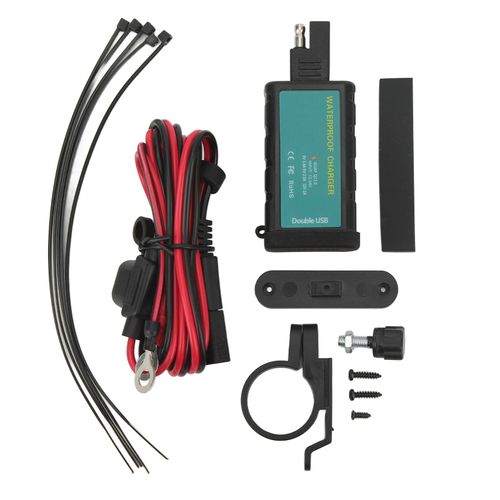 Chargeur de telephone etanche pour velo electrique et moto, prise SAE 1,4 m, connecteur OT vers USB, adaptateur de charge carre 12 V double QC3.0
