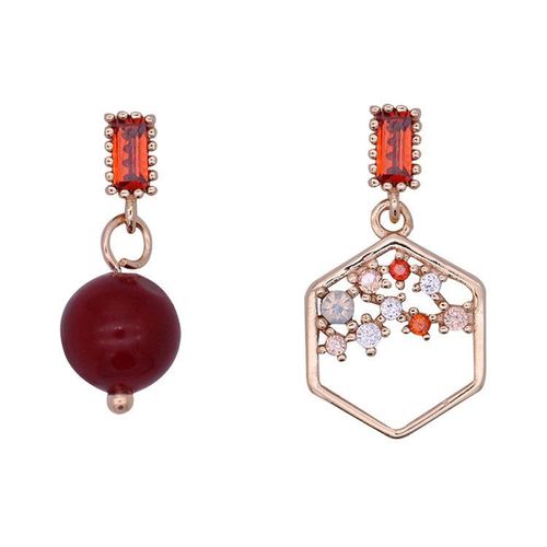 Boucles D'oreilles Red Bean Pour Femmes, Nouvelle Tendance, Boucles D'oreilles Rouges, Pendentif Asymétrique Avec Boucles D'oreilles
