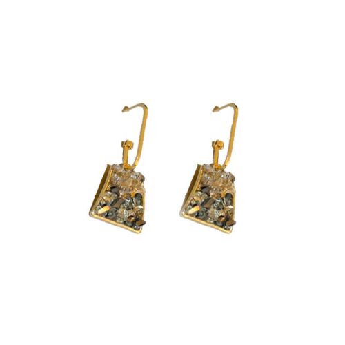 1 Paire De Boucles D'oreilles En Pierre Naturelle De Forme Trapézoïdale Avec Aiguilles En Argent, Boucles D'oreilles Tendance, Boucles D'oreilles Vintage, Personnalité Et Tempérament